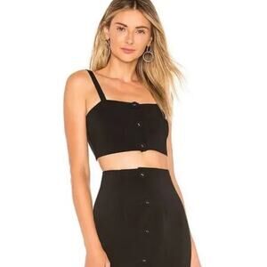 Revolve h:ours Black Issey Button Front Sleeveless Crop Top Size Small